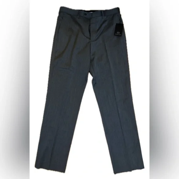 NWT - JB Britches Wool Blend Dress Pants Mens Grey Straight Slacks - Picture 3 of 16
